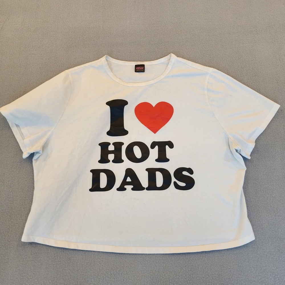 Cherry Kitten I Heart Hot Dads Graphic Baby Tee White Plus 3X Y2K Style